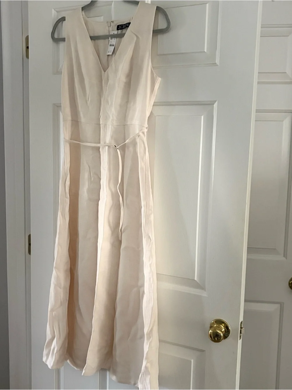J. Crew Sleeveless V-Neck Midi Dress in Ivory